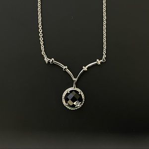 Black stone sterling silver pendant necklace